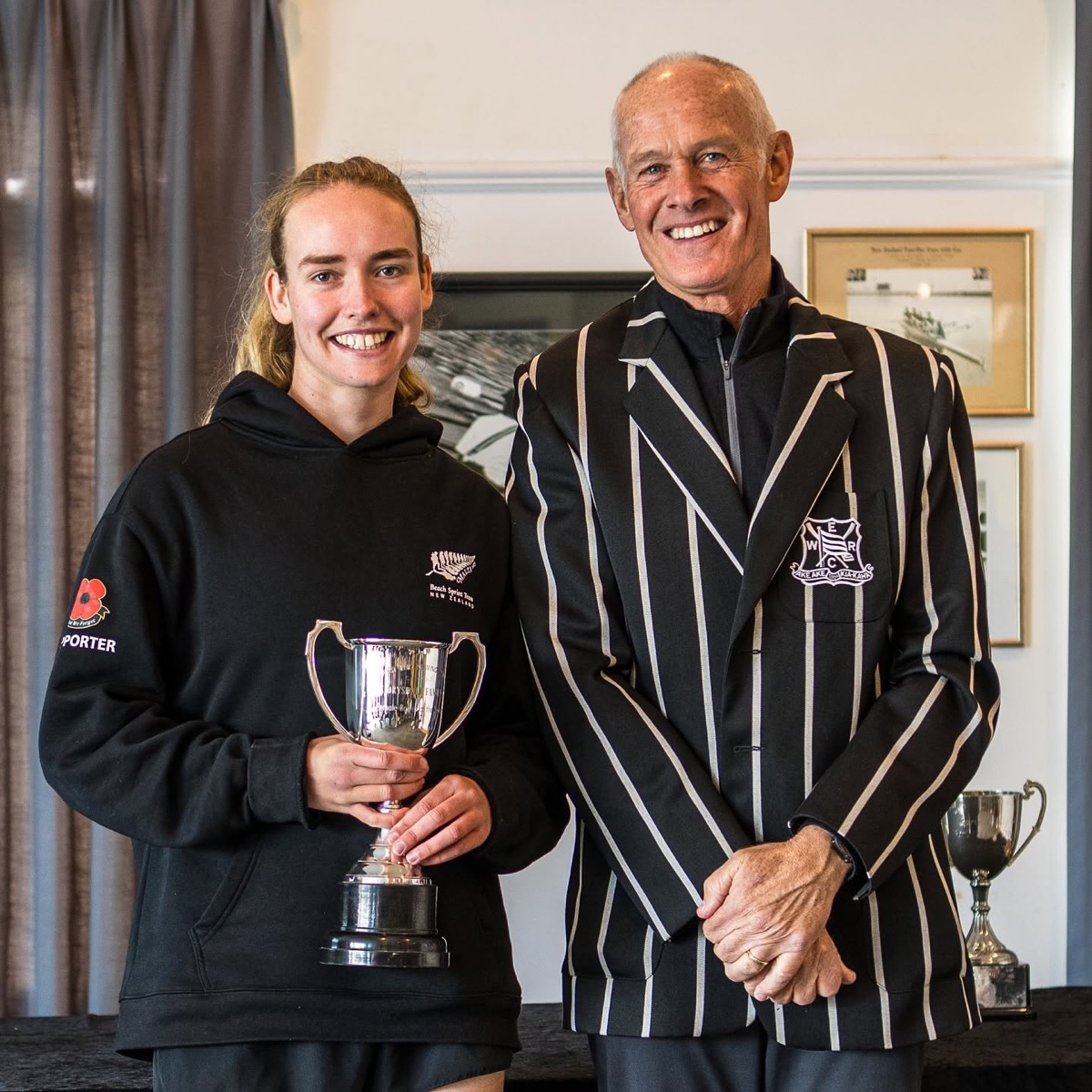Holly Chaafe receiving a trophy at the WERC awards