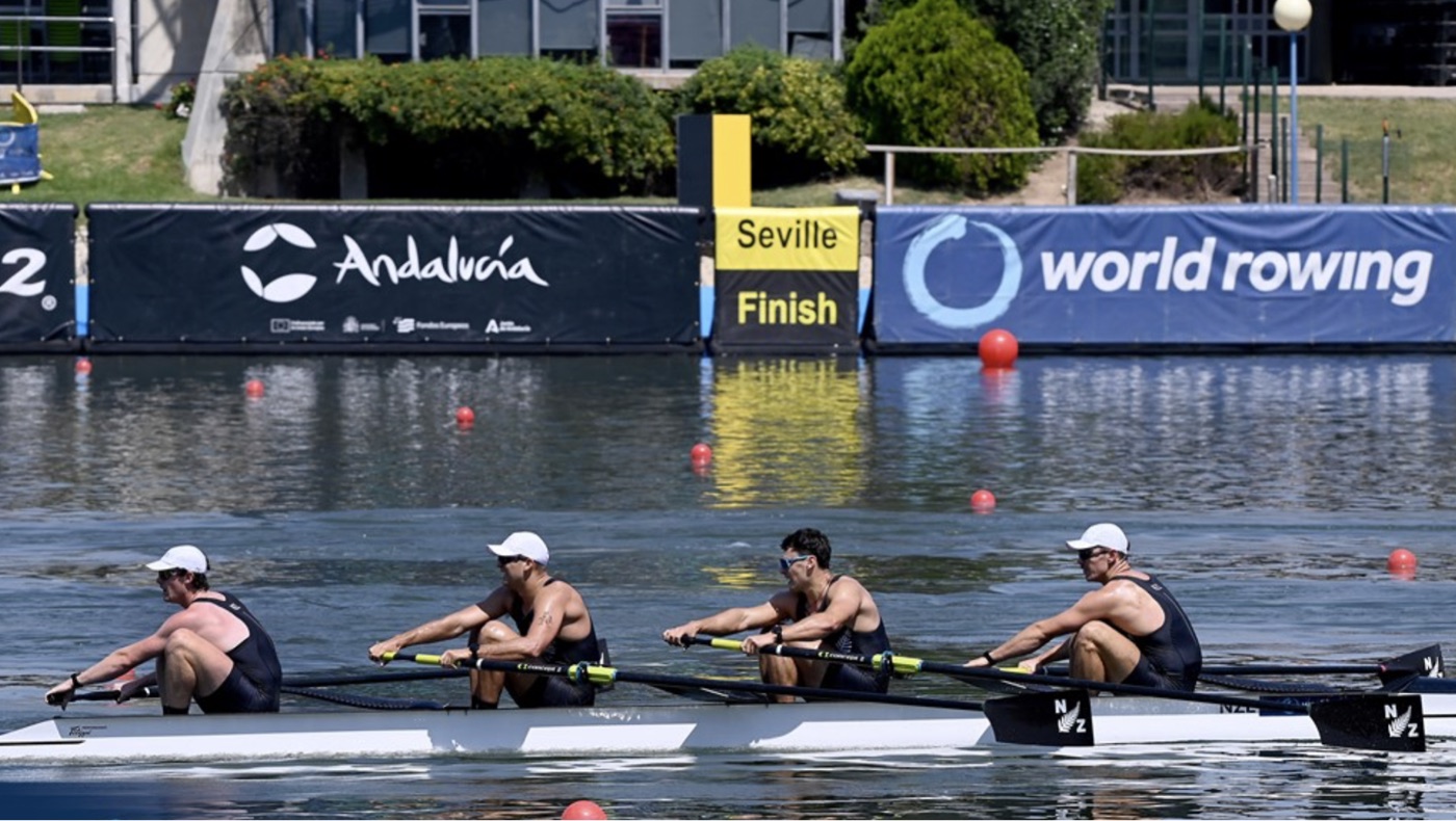 NZ Men's four racing at World Cup I in Seville
